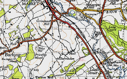 Old map of Darmsden in 1946