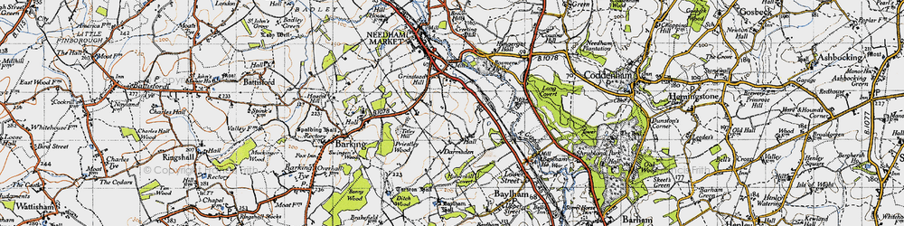 Old map of Darmsden in 1946
