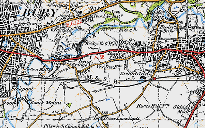 Old map of Darn Hill in 1947