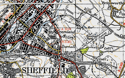 Old map of Darnall in 1947