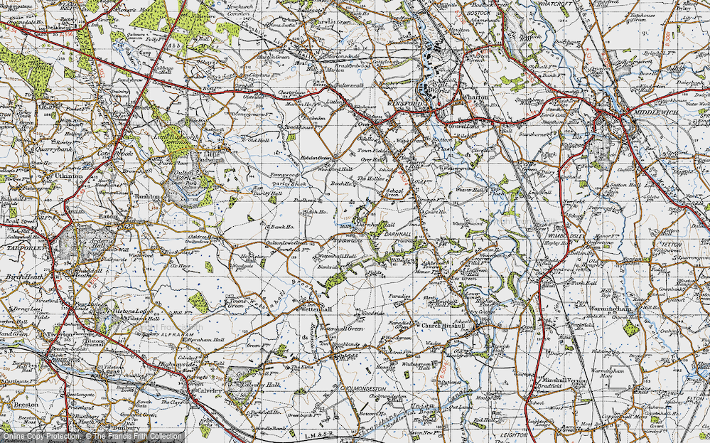 Old Map of Historic Map covering Cheshire in 1947