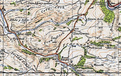 Old map of Darowen in 1947