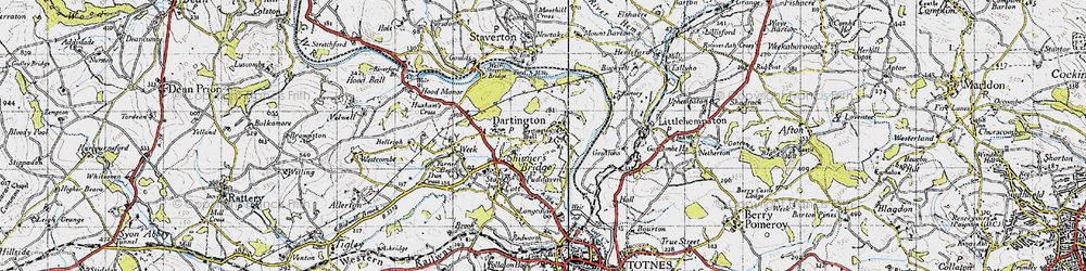 Old map of Dartington in 1946