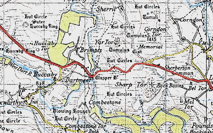 Old map of Dartmeet in 1946