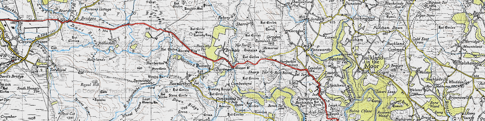 Old map of Dartmeet in 1946