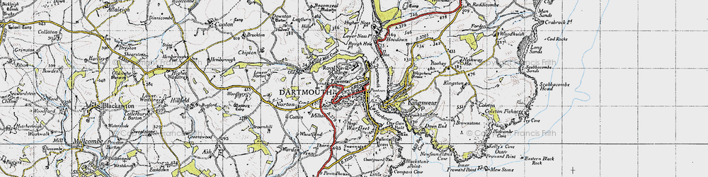 Old map of Dartmouth in 1946