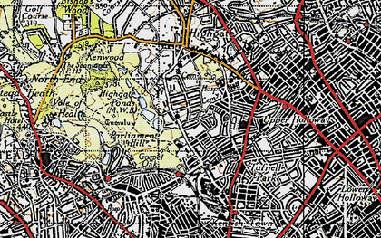 Old map of Dartmouth Park in 1945