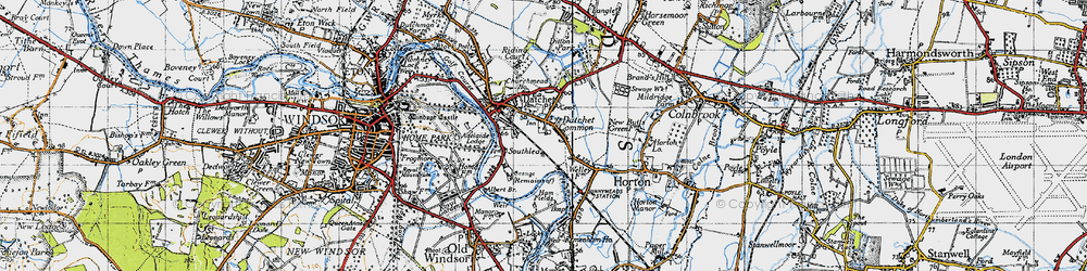 Old map of Datchet Common in 1945