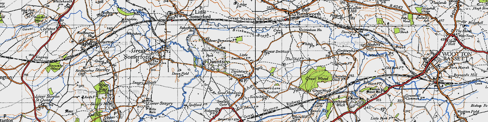 Old map of Brinkworth Brook in 1947