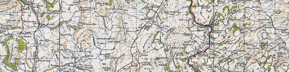 Old map of Brondre-fawr Hill in 1947