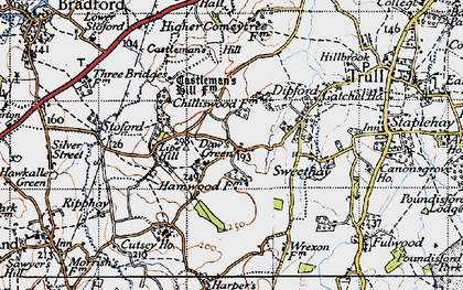 Old map of Daw's Green in 1946