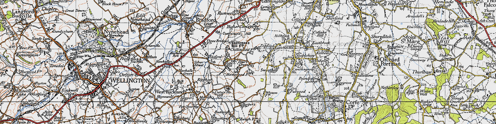 Old map of Daw's Green in 1946