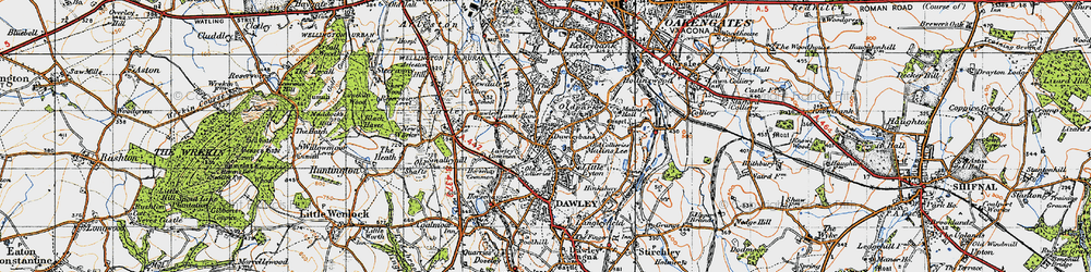 Old map of Dawley Bank in 1947