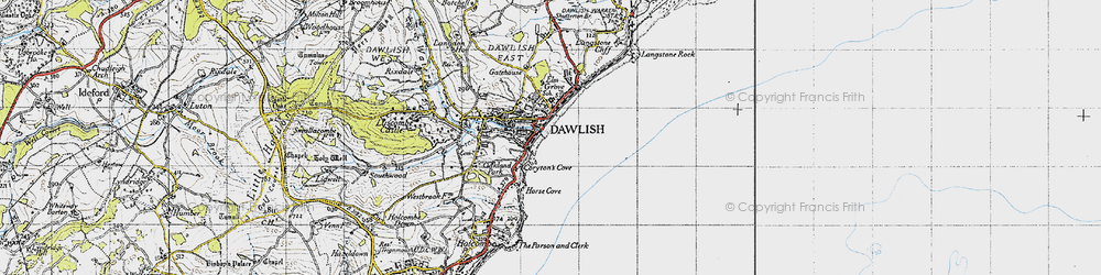 Old map of Dawlish in 1946