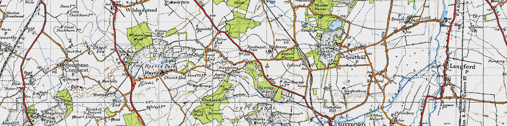 Old map of Deadman's Cross in 1946