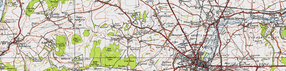 Old map of Dean in 1945
