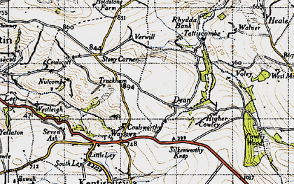 Old map of Trentishoe Manor in 1946