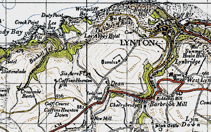 Old map of Caffyns Heanton Down in 1946