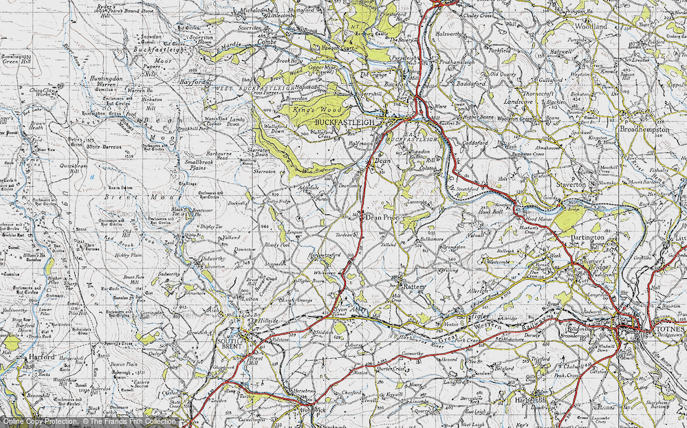 Old Map of Dean Prior, 1946 in 1946