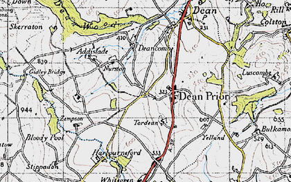 Old map of Dean Prior in 1946