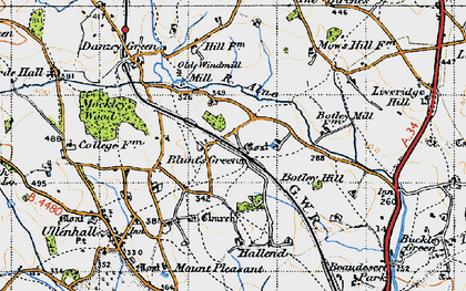 Old map of Dean's Green in 1947