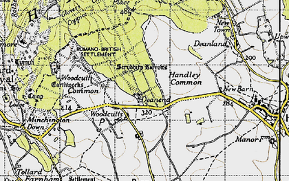 Old map of Woodcutts Common in 1940