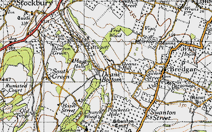 Old map of Deans Bottom in 1946