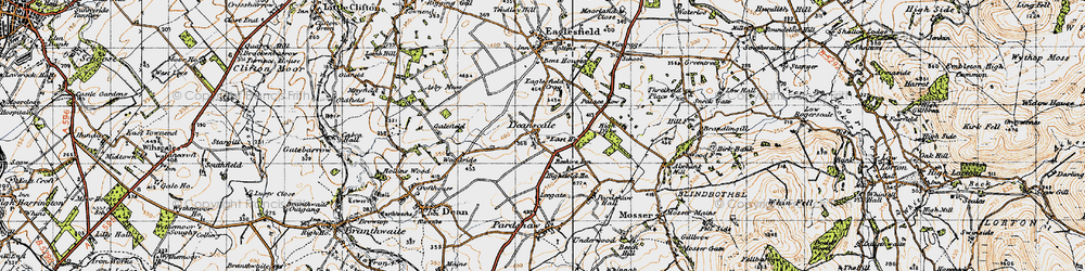 Old map of Bent Houses in 1947