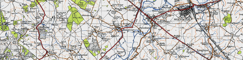 Old map of Deanshanger in 1946