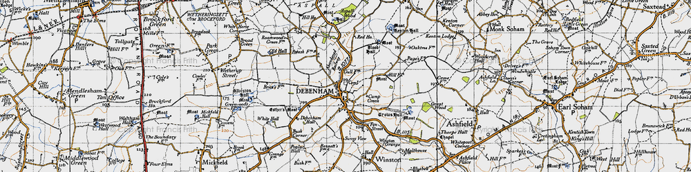 Old map of Debenham in 1946
