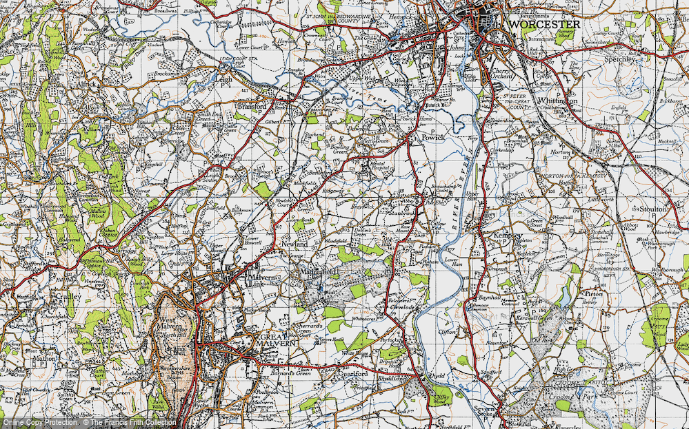 Old Map of Deblin's Green, 1947 in 1947