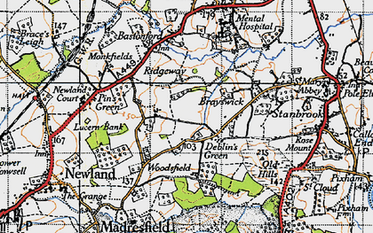 Old map of Deblin's Green in 1947