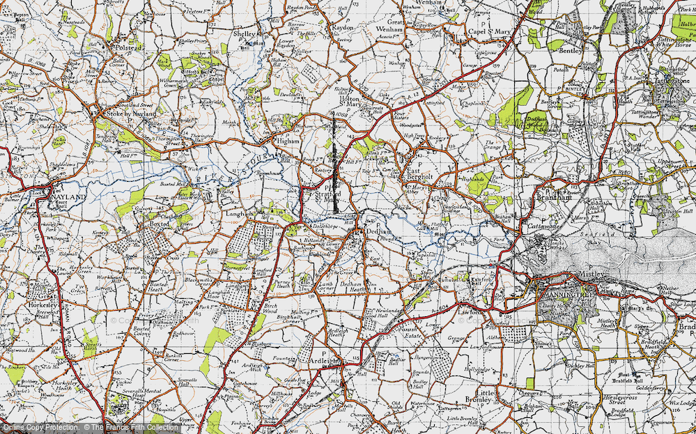 Old Map of Dedham, 1945 in 1945