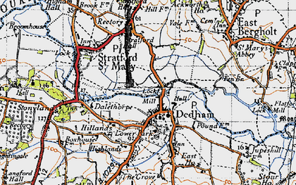 Old map of Dedham in 1945