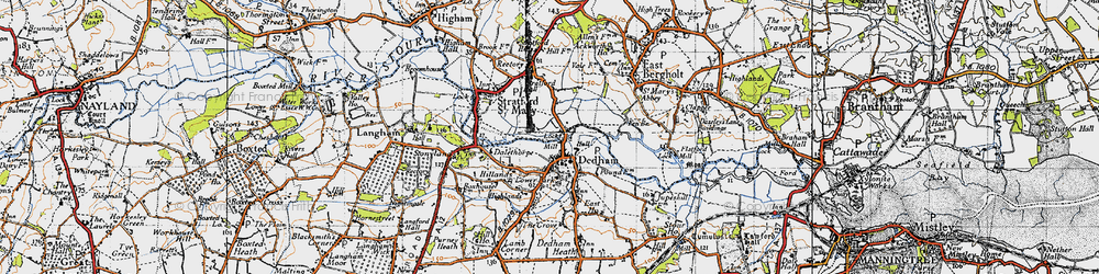Old map of Flatford Mill in 1945