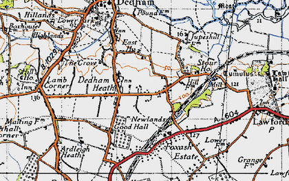 Old map of Dedham Heath in 1945