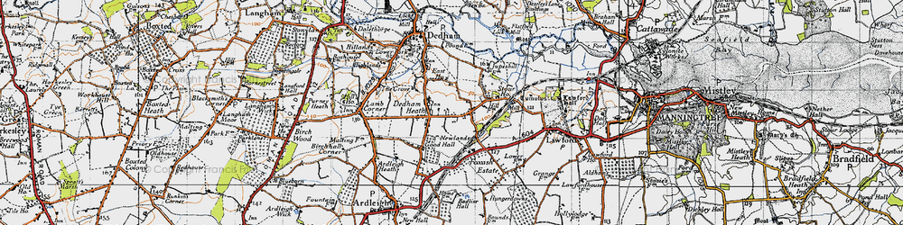 Old map of Dedham Heath in 1945