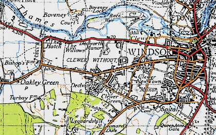 Old map of Dedworth in 1945