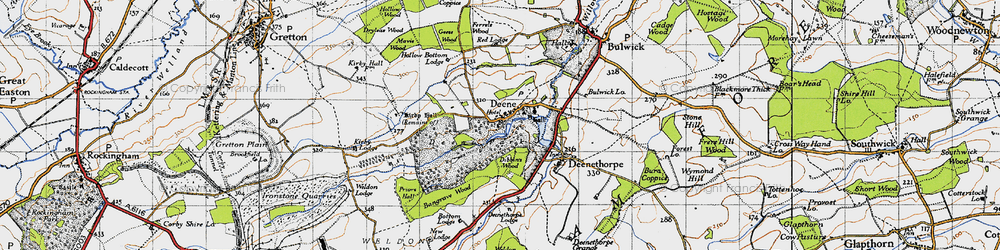 Old map of Deene in 1946