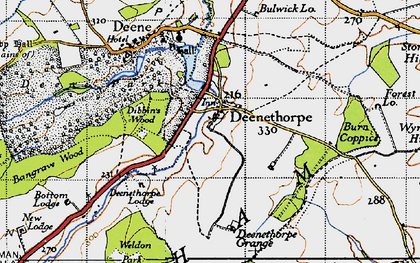 Old map of Deenethorpe in 1946