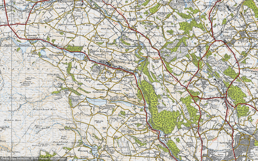 Old Map of Historic Map covering Allman Well Hill in 1947