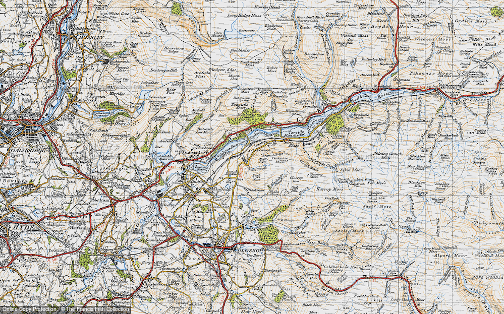 Old Map of Historic Map covering Bramah Edge in 1947