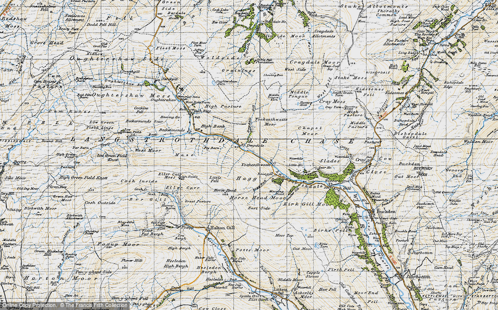 Old Map of Historic Map covering Langstrothdale Chase in 1947