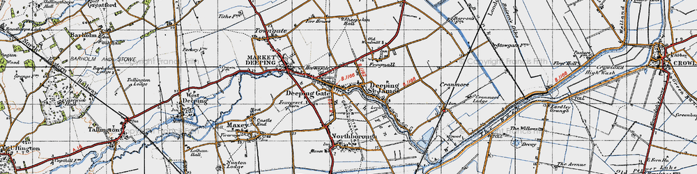 Old map of Deeping St James in 1946