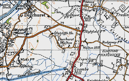 Old map of Deerhurst Walton in 1947