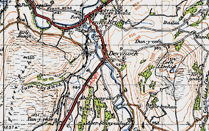 Old map of Defynnog in 1947
