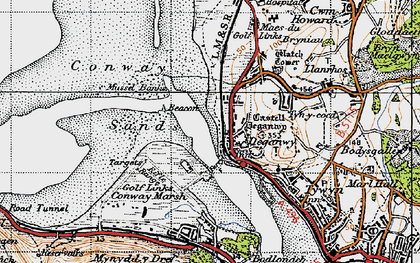 Old map of Beacons, The in 1947