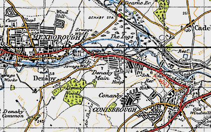 Old map of Denaby Main in 1947