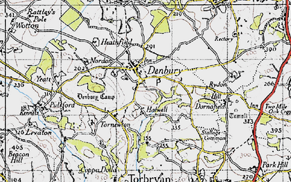 Old map of Denbury in 1946