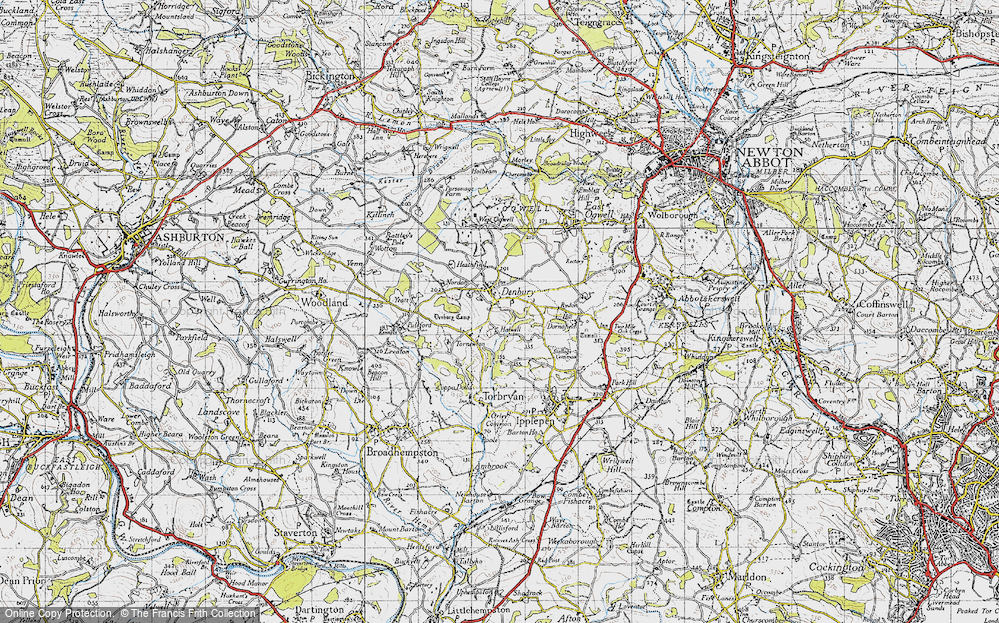 Historic Ordnance Survey Map of Denbury, 1946